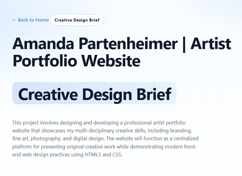 Design Brief Page screenshot
